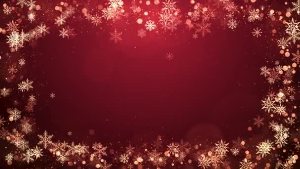 Christmas Snowflakes Frame Lights Particles Red Background Winter Christmas New — Stock Video