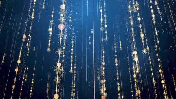雪片粒子の光が並ぶ青のクリスマスの背景 クリスマス 休日のプロジェクトの概念 シームレスループ4K — ストック動画