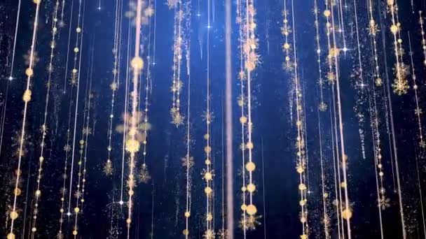 雪片粒子の光が並ぶ青のクリスマスの背景 クリスマス 休日のプロジェクトの概念 シームレスループ4K — ストック動画
