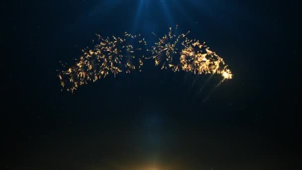 明るくカラフルな新年の花火や 薄明かりの中で濃い青を背景にしたイベントのお祝い シームレスループ4K — ストック動画