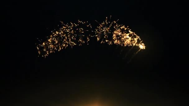 Яркий Красочный Фейерверк Празднования Нового Года Других Событий Тёмном Фоне — стоковое видео