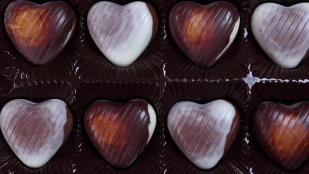 Valentines Day Concept Heart Shaped Chocolate Background Love Concept Dolly — Stock Video