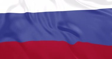 Rusya bayrağı 3D animasyon sallıyor. Rus bayrağı. Kusursuz döngülü Rusya bayrak animasyonu 4k