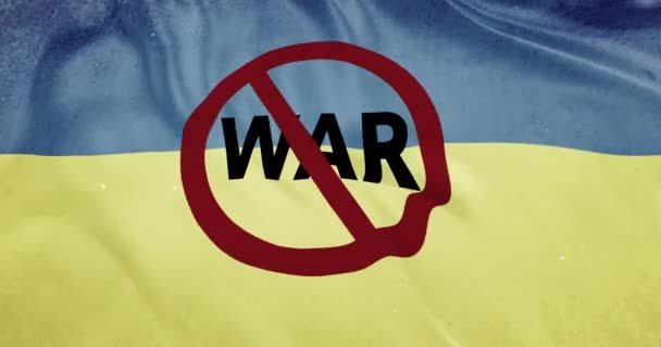 Dusty Ukraine Flag Waving Animation War Text Stop War Ukraine — Stock Video