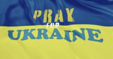 Ukrayna bayrağı Ukrayna metni için dua ederek hareket ediyor. Ukrayna 'daki savaşı durdurun. Ukrayna bayrağı kusursuz 4K döngüsü