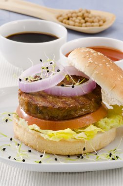 Vejetaryen tofu burger.