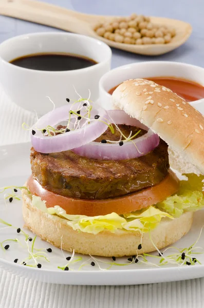 Vegetarian tofu burger. — Stock Photo, Image