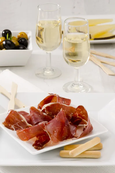 Spanish Cuisine. Serrano Ham. Jamon Serrano. — Stock Photo, Image