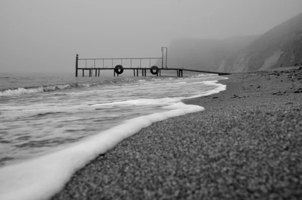 Kasvetli beach, soğuk ve sis