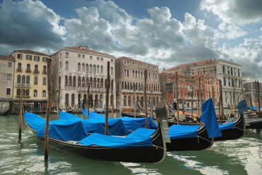 Venedik gondol grand canal panorama