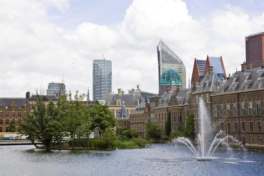 Lake in the city center of the Hague in the Netherlands