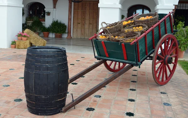 Carrello e canna di fronte alla casa — Foto Stock