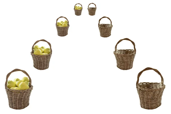 Quinces in baskets and empty baskets-perspective — Stock Photo, Image