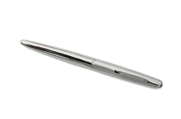 Silver pen with cap — Stock Photo, Image