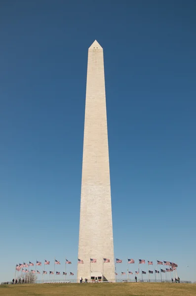 Washington monument and american flags — Stock Photo, Image