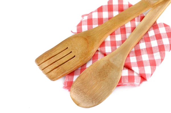 Ahşap mutfak aletleri üzerinde beyaz izole