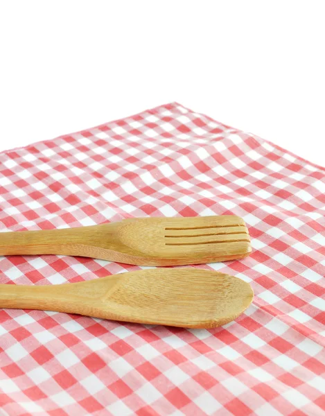 Kochutensilien aus Holz auf Serviette — Stockfoto