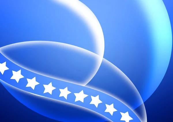 Estrella blanca con fondo azul curva, bandera —  Fotos de Stock