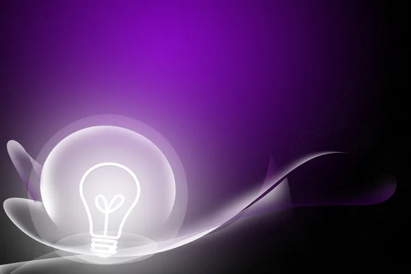 抽象曲线和灯泡紫色背景 — 图库照片
