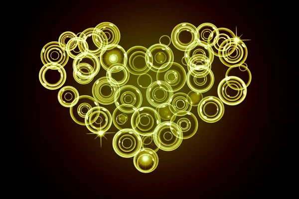 Gele abstracte cirkel met hart concept achtergrond — Stockfoto