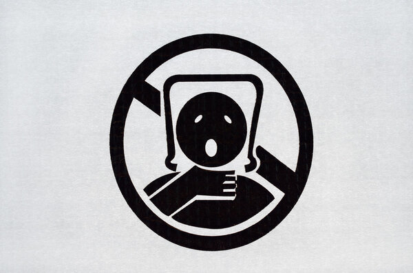 Warning sign on plastic bag
