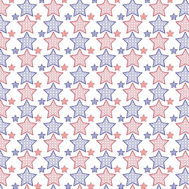 Dikişsiz vektör yıldız kırmızı ve mavi arka plan desen