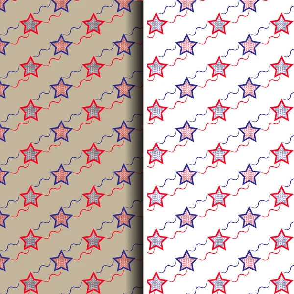 Vector sin costura rojo y azul patrón de la estrella de fondo — Archivo Imágenes Vectoriales