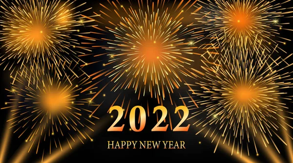 Ohňostroj Světlo Noční Obloze Ilustrace 2022 Nový Rok Pozadí — Stockový vektor