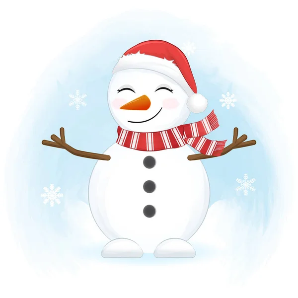 Милий Сніговик Сніжинка Взимку Різдвяні Ілюстрації — стоковий вектор
