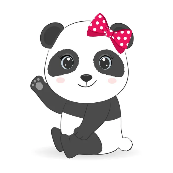 Cute Little Panda Cartoon Illustration — Vetor de Stock