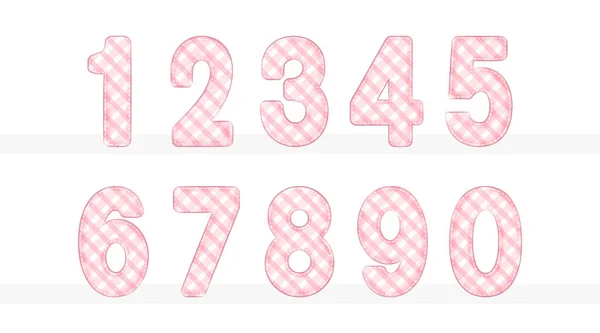 Pink Plaid Number Set Illustration — Wektor stockowy