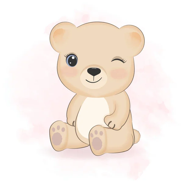 Cute Little Bear Cartoon Illustration — Image vectorielle