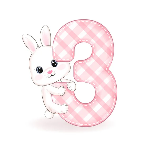 Cute Little Rabbit Happy Birthday Years Old — Stock Vector