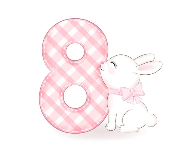 Cute Little Rabbit Happy Birthday Years Old — Stock Vector