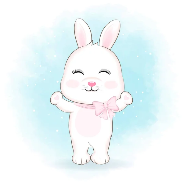 Cute Little Bunny Cartoon Illustration — Vettoriale Stock