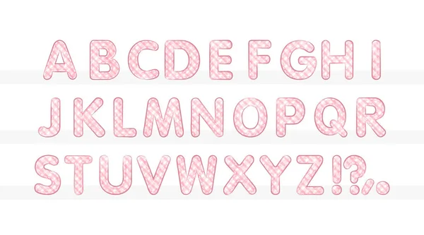 Pink Plaid Alphabet Set Illustration — Stock Vector