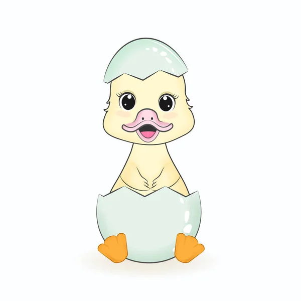 蛋卡通画中可爱的小鸭 — 图库矢量图片