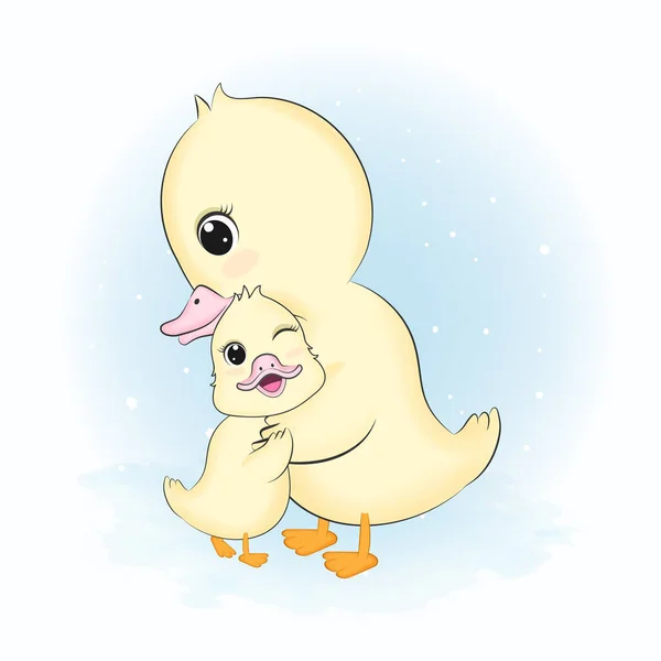 Lindo Pato Papá Ilustración Dibujos Animados — Vector de stock