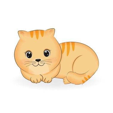 Cute little Orange Cat, animal cartoon illustration