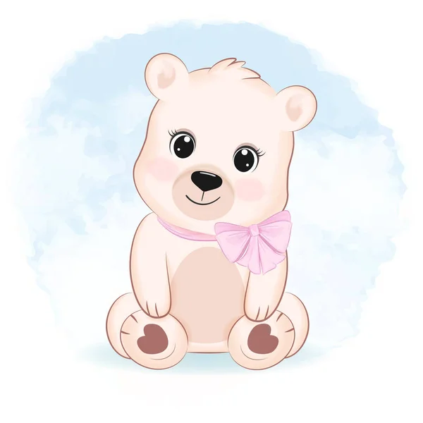 Cute Little Bear Animal Cartoon Illustration — стоковый вектор