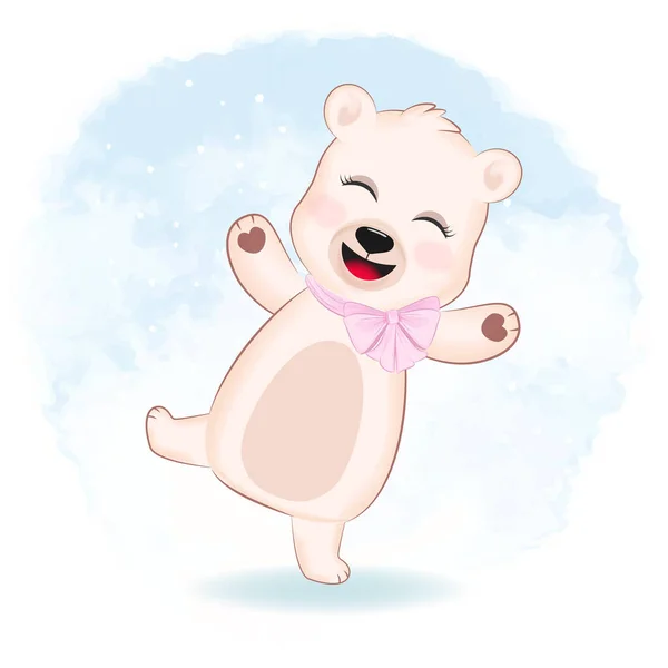 Cute Little Bear Animal Cartoon Illustration — Stockvektor