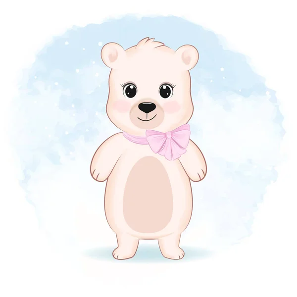 Cute Little Bear Animal Cartoon Illustration — Stockvektor