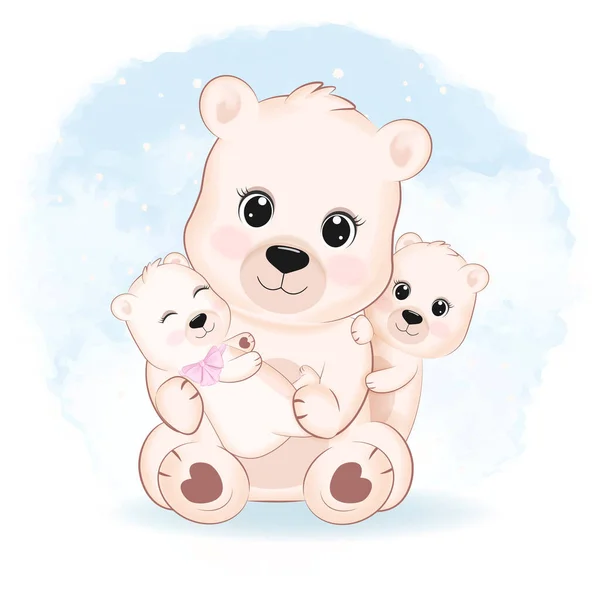 Famille Ours Mignon Illustration Bande Dessinée Animale — Image vectorielle