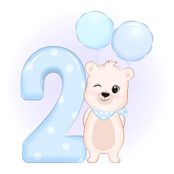 Cute Little Bear Happy Birthday Years Old — Stock Vector