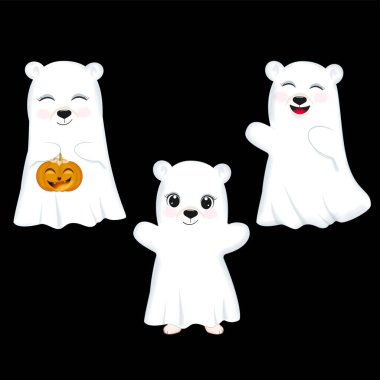 Set of Bear wearing Halloween costume, Halloween illustration