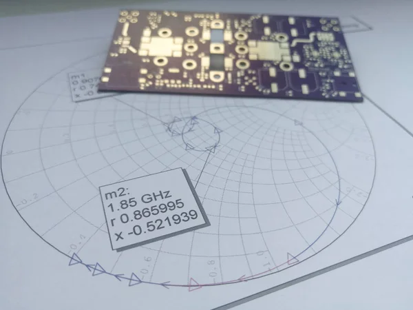 Висока Потужність Мікрохвильовий Модуль Пурпуровий Золотий Покритий Друкованою Платою Перед — стокове фото