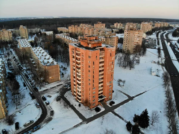 Edificio Apartamentos Varios Pisos Invierno Distrito Eiguliai Kaunas Lituania Foto — Foto de Stock