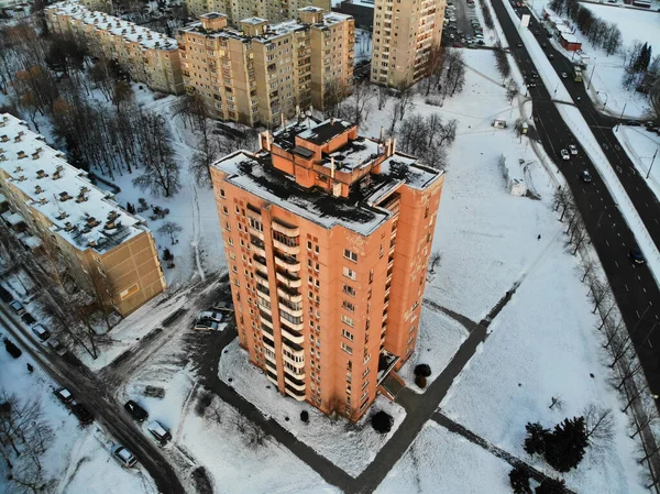 Edificio Apartamentos Varios Pisos Invierno Distrito Eiguliai Kaunas Lituania Foto — Foto de Stock