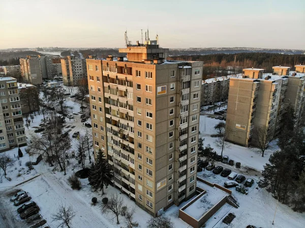 Multi Storey Apartment Building Winter Eiguliai District Kaunas Lithuania Aerial — Stock Fotó