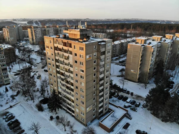 Multi Storey Apartment Building Winter Eiguliai District Kaunas Lithuania Aerial — Stock Fotó